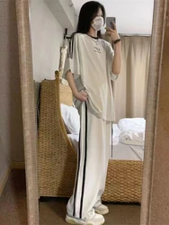 HOUZHOU-pantalones de chándal blancos de gran tamaño para mujer, ropa de calle Hippie Kpop, pantalones deportivos básicos a rayas, pantalones Harajuku, estilo coreano