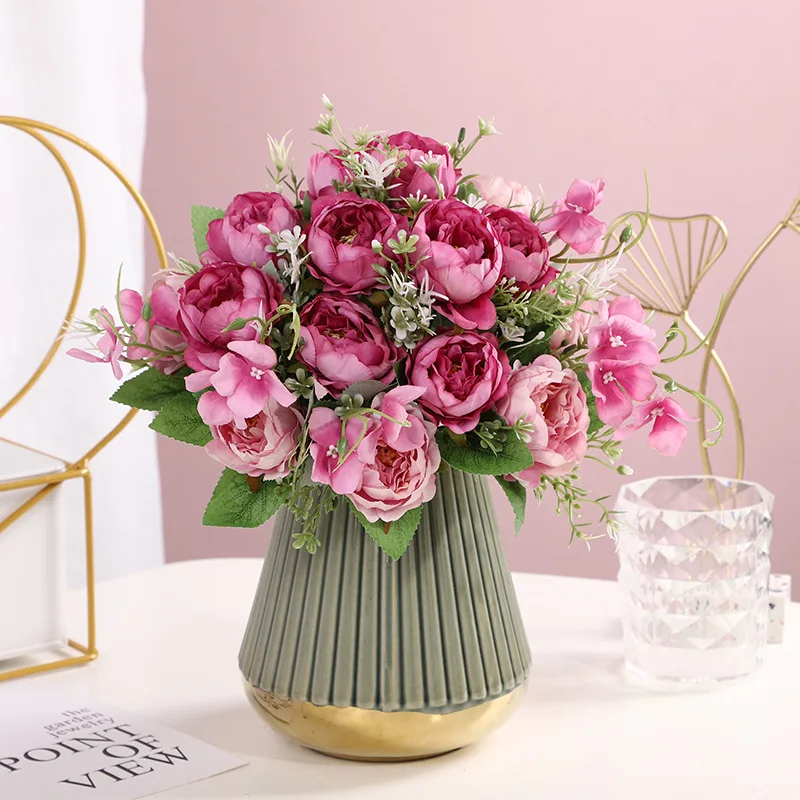 Artificial Flowers Silk Perfume Peony Bouquet Home Living Room Decoration Fake Flower Simulation Purple Peonies Flower Floral