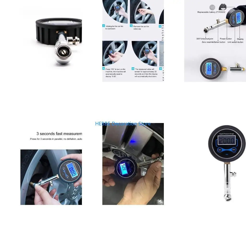 B0KC 200 PSI LCD Car Tyre Pressure Gauge Digital  Tire Meter Tester Tool Durable