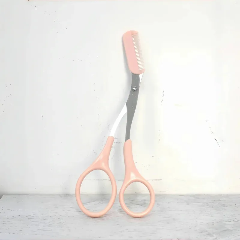Pink eyebrow trimming scissors with built-in comb - stainless steel, precise grooming tool,creating perfect eyebrows Beauty Tool