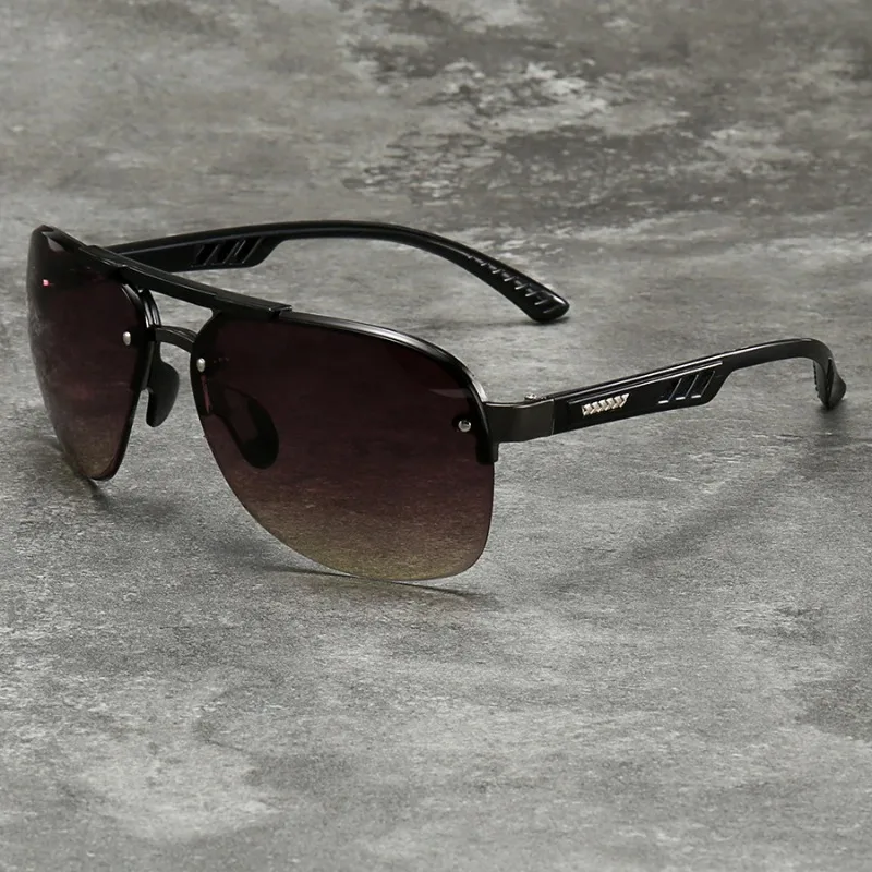 Fashion Gradient Lens Metal Sunglasses Men Women Big Frame Fishing Driving Sun Glasses MTB Outdoor Protective Eyeglasses view 3