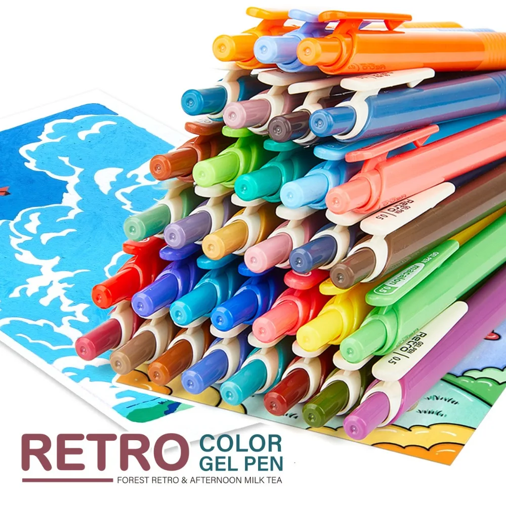 

10pcs Retro Color Fine Tip Colored Gel Pen Marker pen Quick Dry Art Drawing Pen Stationery Press Student Writing Pen Journals