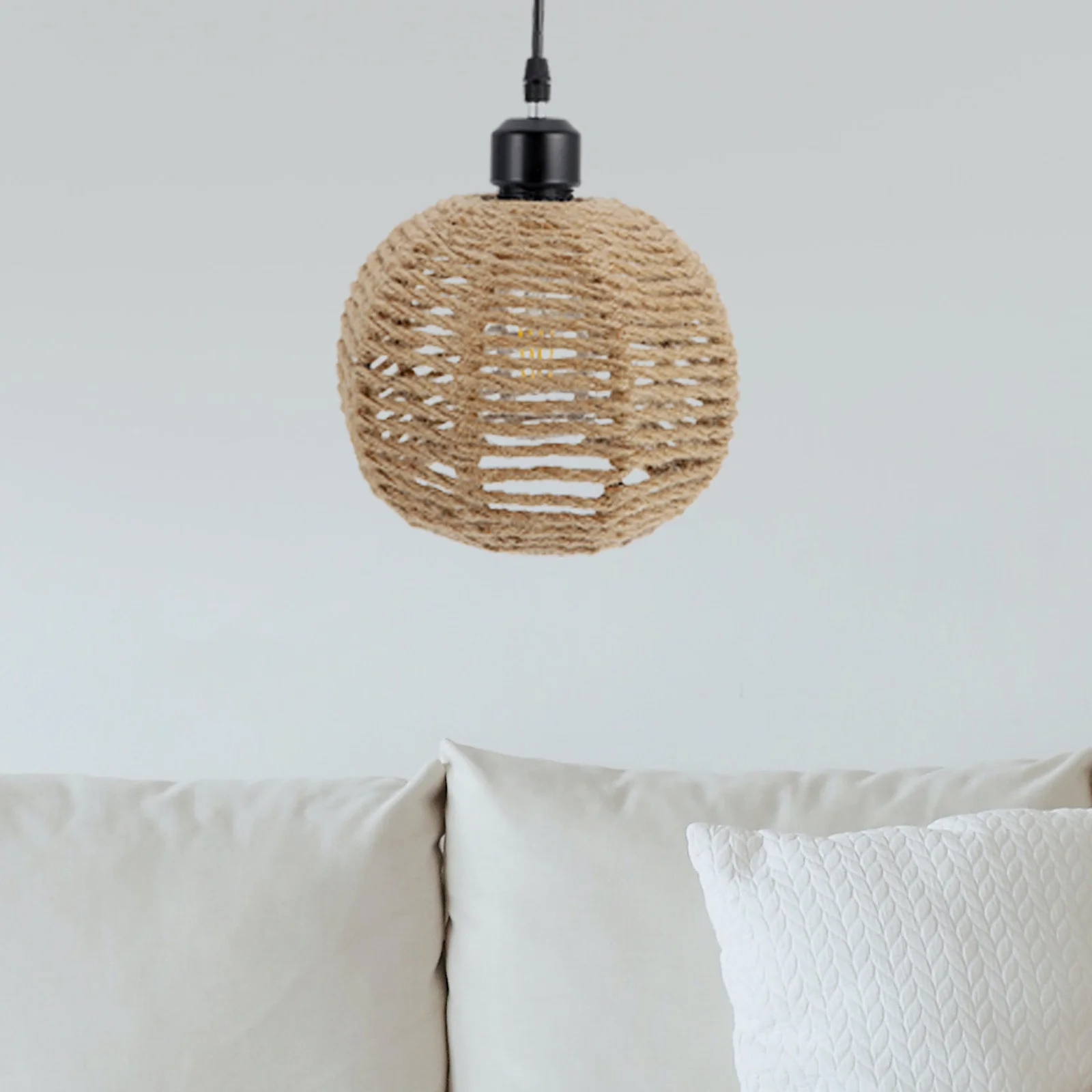 

Веревочный абажур премиум-класса из пеньковой веревки, плетение в помещении, подвесная лампа, лампа, простой стиль, светильник, украшение для дома