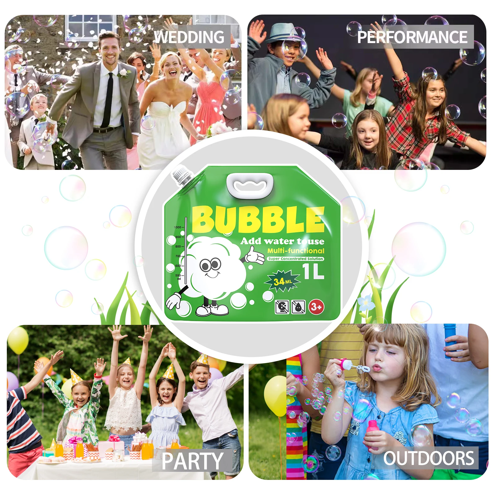 Geconcentreerde bellenoplossing voor bellenmachines, gigantische toverstokjes en blazers - voor verjaardagsfeestjes voor kinderen