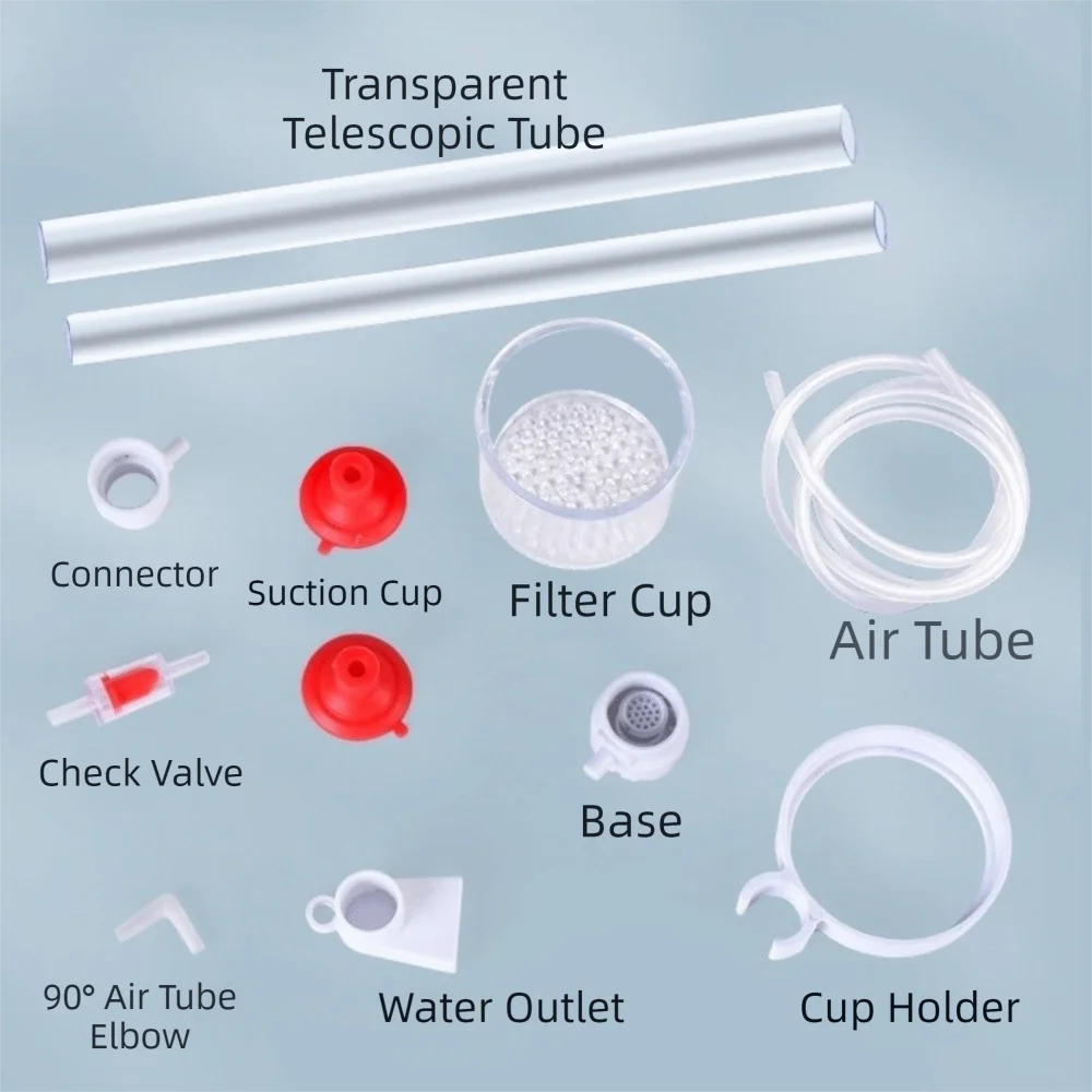 Detachable Aquarium Water Changer Efficient Powerful Suction Fish Waste Collector Reverse Air Lift Aquarium Bottom Poop Cleaner