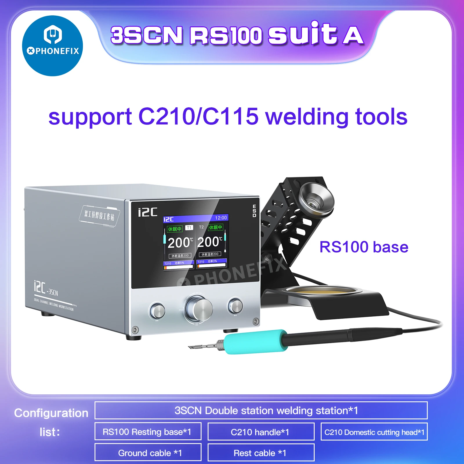 

i2C 3SCN Intelligent Soldering Station Dual Channel Welding Station T210 T115 Handle Tips Electronic Phone Repair Solder Tool