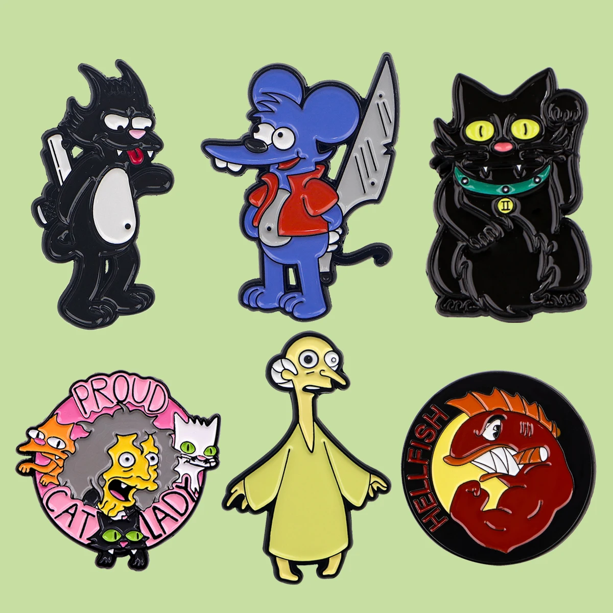 6-teiliges Set Klassische Anime-Familien-Emaille-Pins Lustige Cartoon-Charaktere Broschen TV-Show Anstecknadeln Kostüm-Schmuck Geschenk für Freunde – Detail 6
