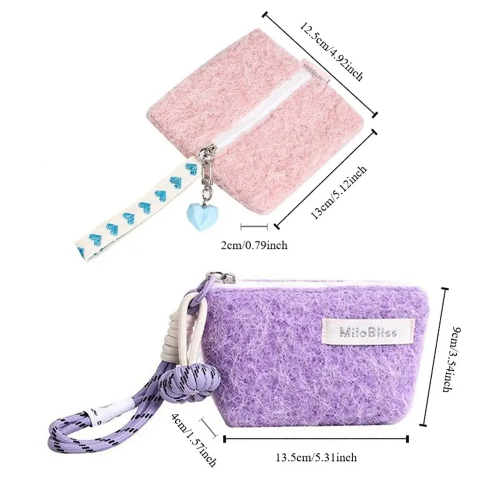 Small Mini Card Bags Square Korean Travel Coin Purse Ins with Heart Pendant Makeup Handbags Pouch