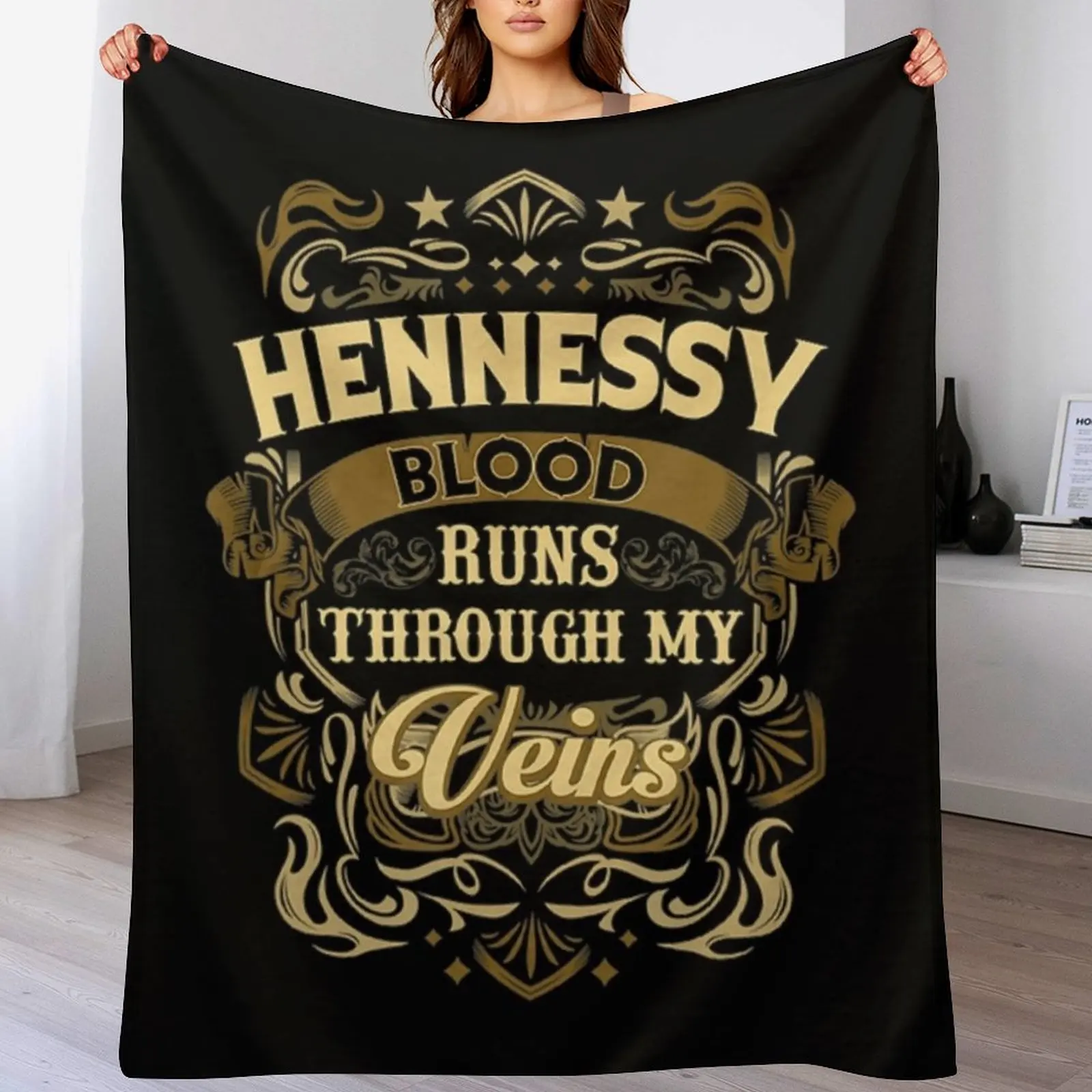 

HENNESSY Blood Thru My Veins Throw Blanket anime Stuffeds blankets and throws Sofas Blankets