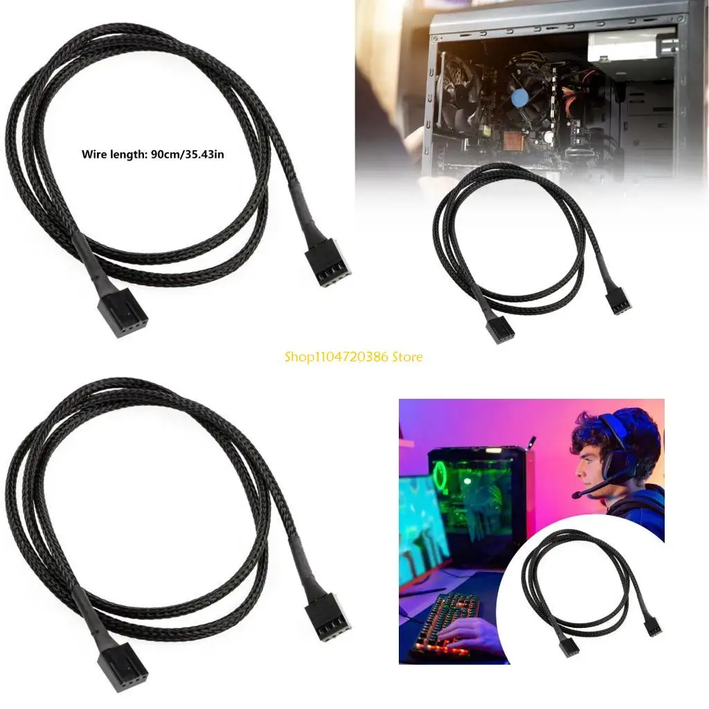 K0EA 24AWG 4Pin Fan Extension Power Cable Adapter Case 4Pin Male to Male for Computer Chassis Fan Installation Accessories