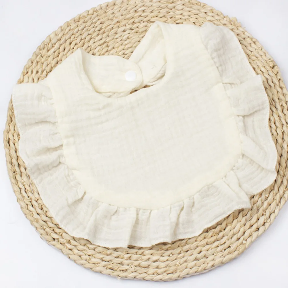 

High Quality Soft Muslin Baby Bibs Absorbent Solid Colored Bandana Drool Bibs Flounce Gauze Toddler Bib Boys Girls