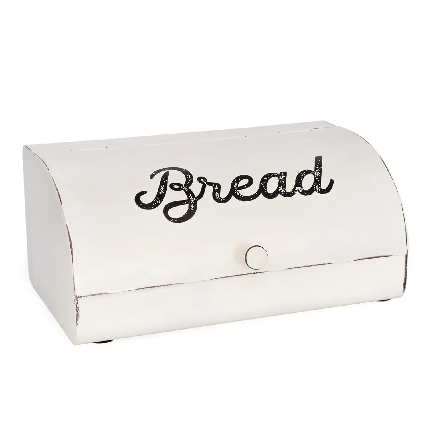 

Rustic White Bread Box with Vintage Enamelware Finish, Compact Countertop Storage for Farmhouse Kitchen Decor