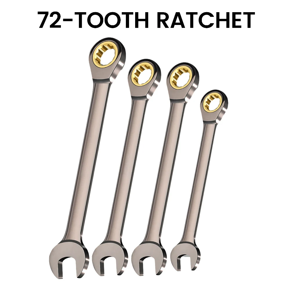 7/8/10/12MM Ratchet Wrenches Flexible Chrome Vanadium Steel Ratchet Wrenches Household Polished Metric Repair Hand Tool