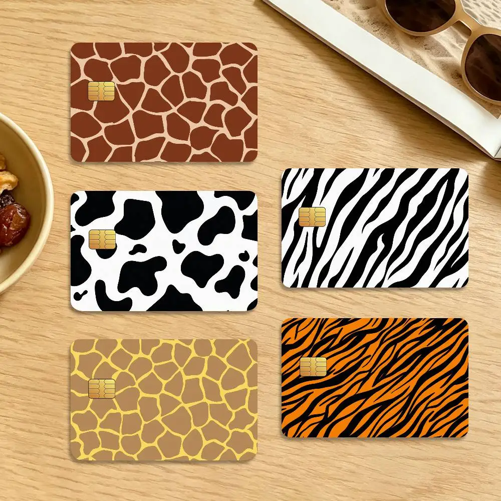 Animal texture Waterproof Anti-Scratch Card Skin Stickers 4Pcs Stylish Decor Covers for Credit & Debit Cards