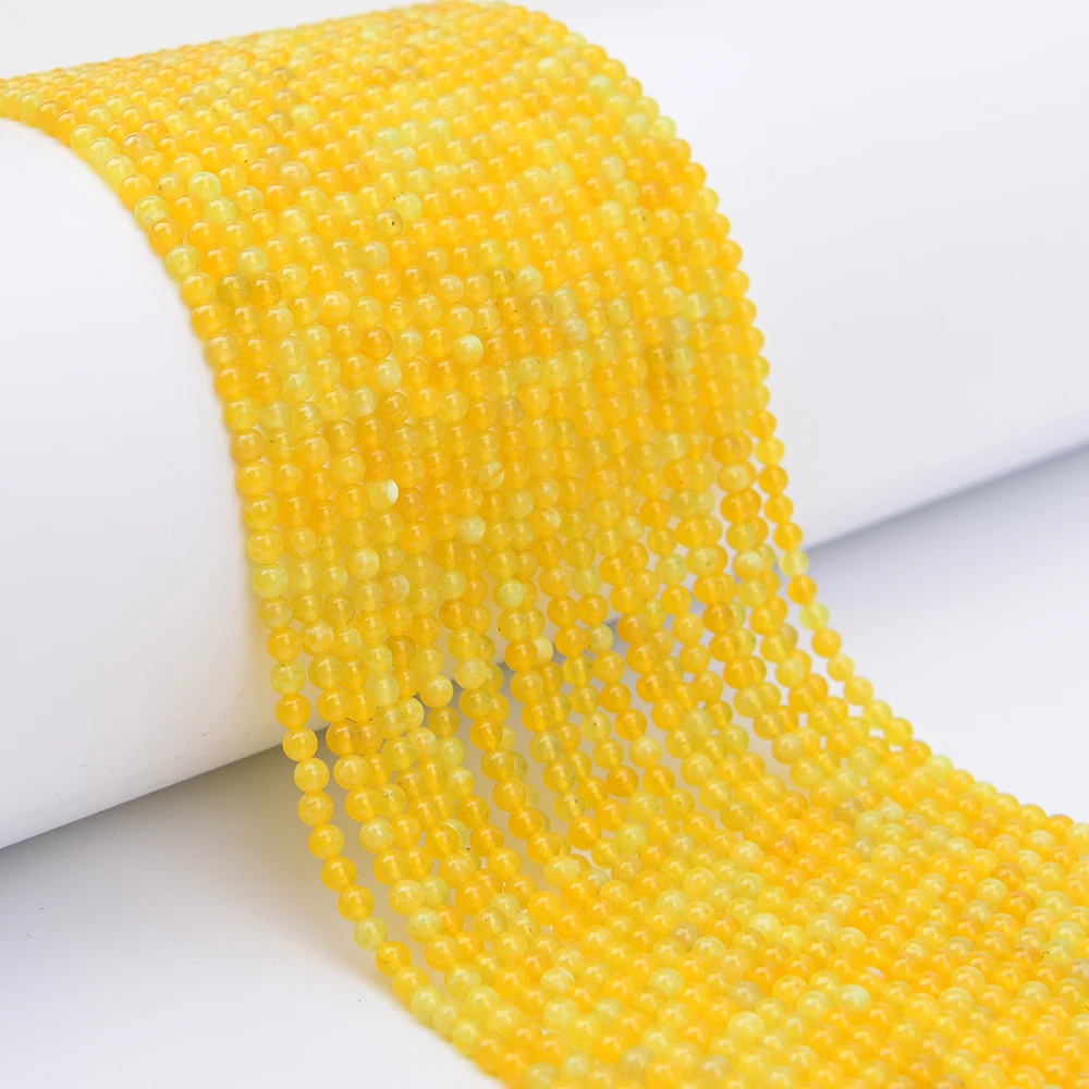 APDGG 4mm 2 Strands Natural Yellow Opal Stone Round Loose Beads 15.6'' Jewelry DIY