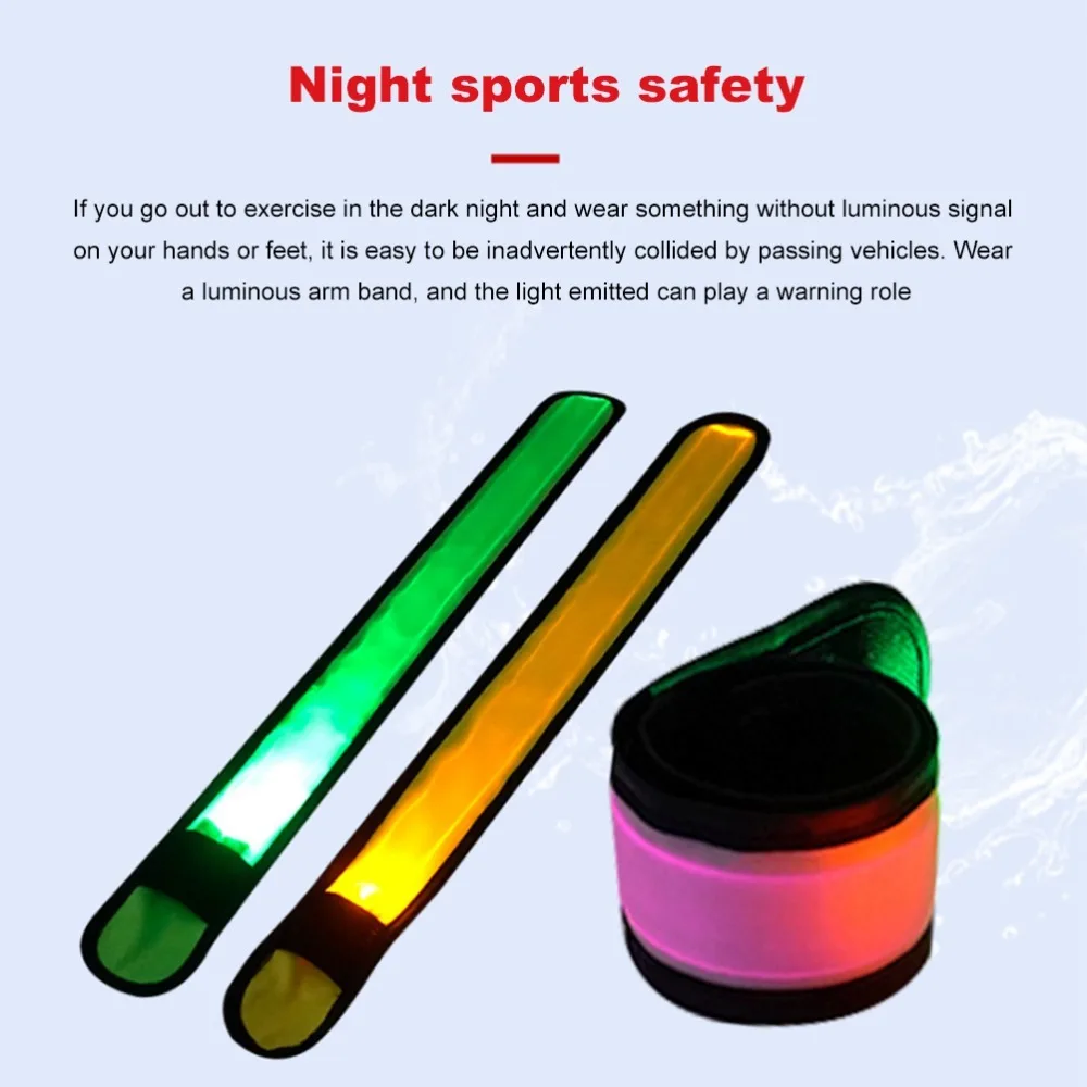 Polyester LED Armband LED Lighted High Visible Glow Wristband Elastic Strap Bright Glowing Slap Bracelet Night Sport
