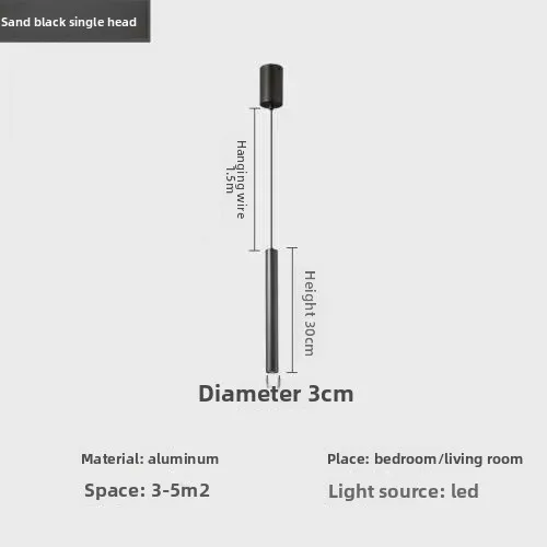 

Modern simple Nordic light luxury personality living room bedroom bedside dining table bar cylindrical long line small hanging