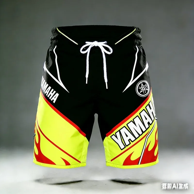 2026 Summer New Yamaha White Fashion Sports Outdoor Fitness Shorts, Men Women Large Casual Motorcycle Riding Shorts