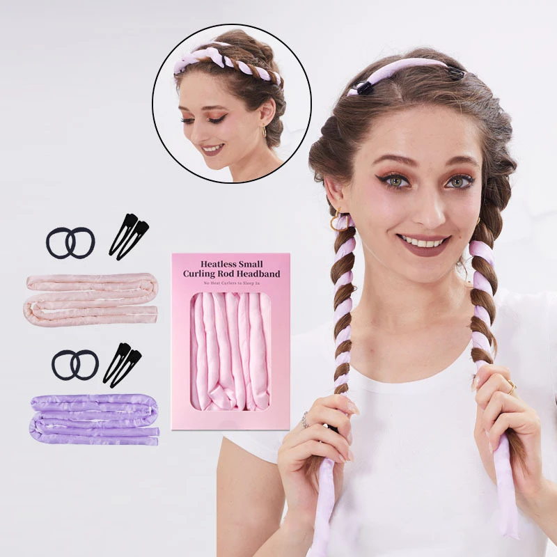 

5Pcs Fine Wave 1.6m Aabout Heatless Curling Iron, Long Hair Soft And Fine, Sleeping Without Harming Hair With Clip Styling Tool