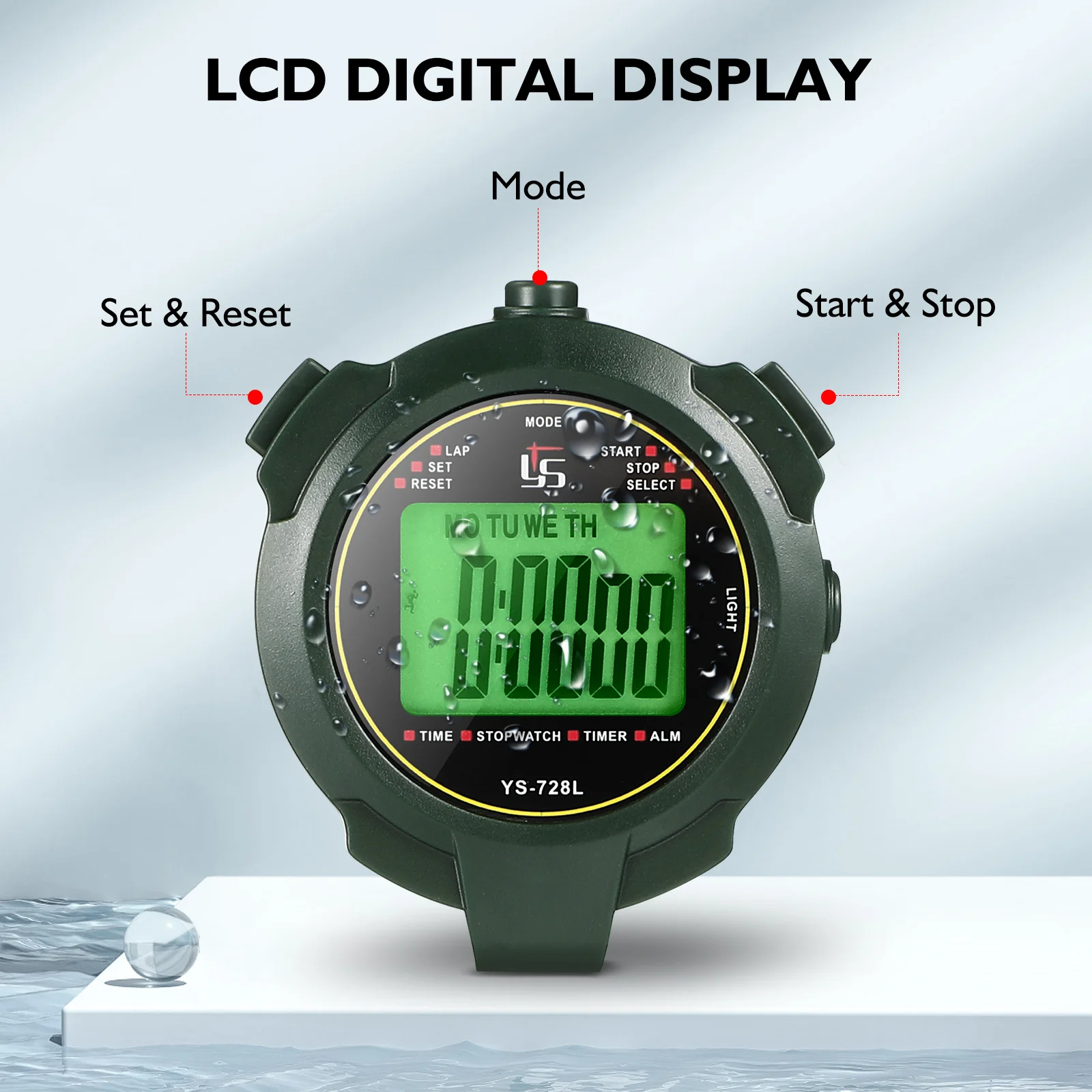 Watches Stopwatch Electronic Training Timer Multi-function Water Proof Game Stopwatches Match Green Referee Sports Fitness