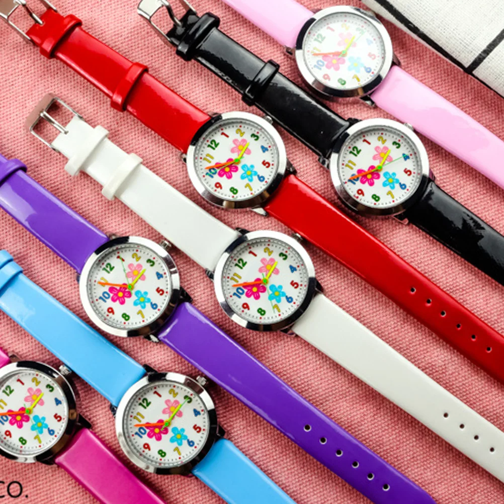 Relógio criativo com padrão de flor, material durável, pulseira confortável, presente de aniversário para estudantes, rosa