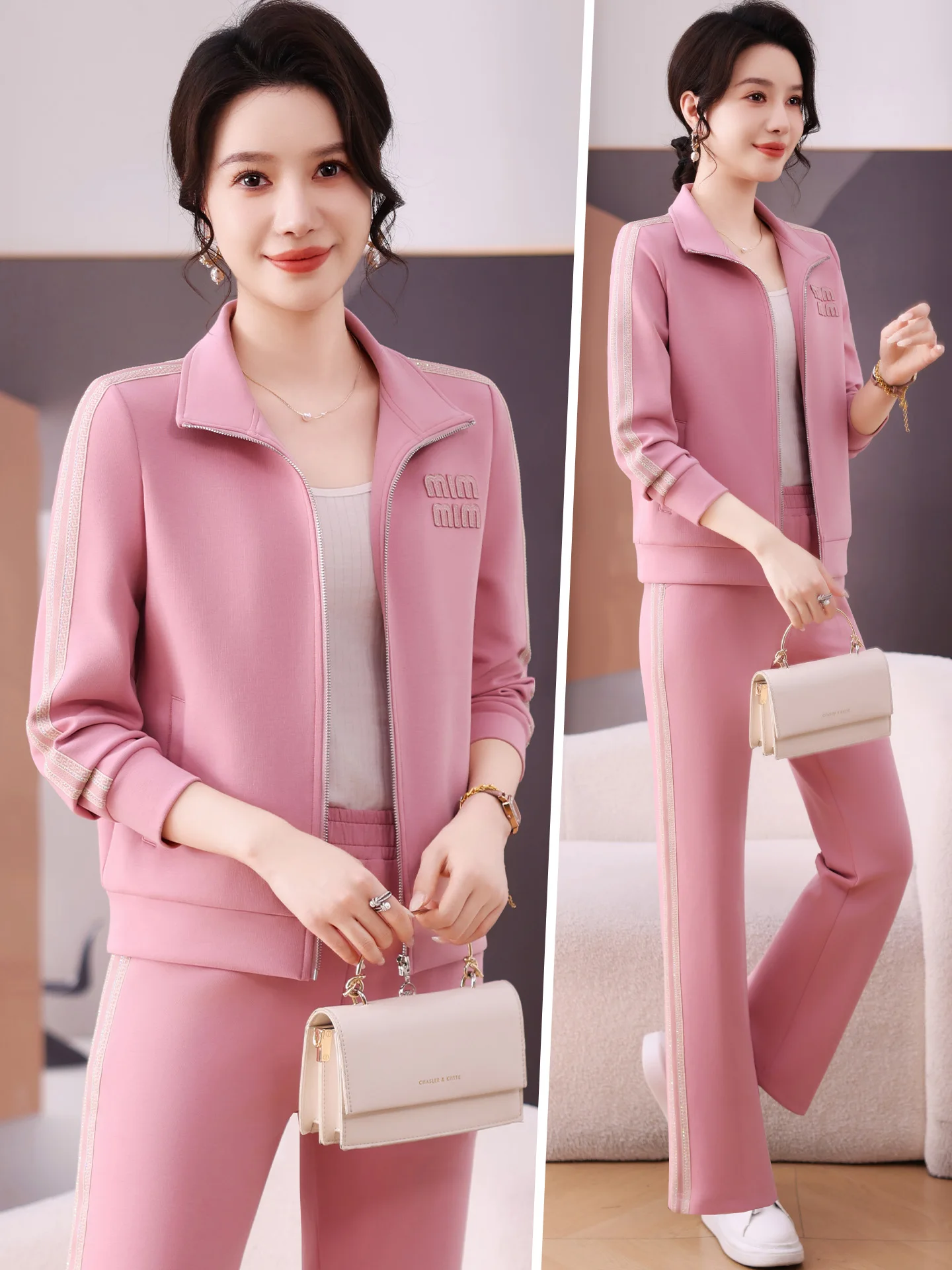 

Faionable Color Casual Sports Wear Set Women's 2026 New Sli All-Match Spring Autumn Running Fitn Clothes Two-P...
