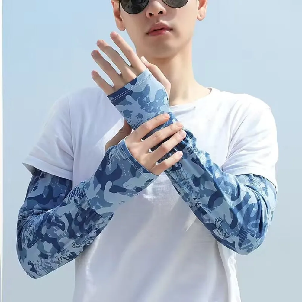 

High Elastic Sunscreen Arm Sleeves Fingerless Washable Cooling Sleeves Breathable UV Protection Sun Protection Driving Sleeves
