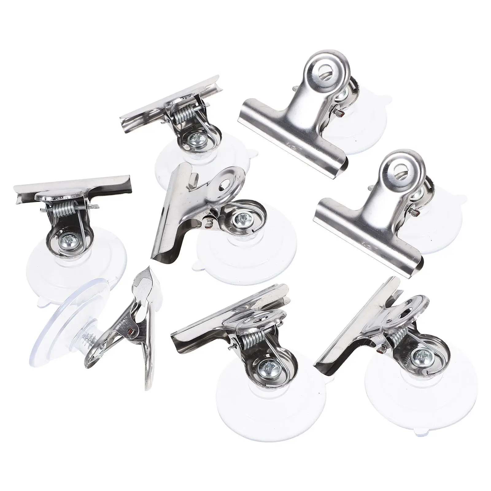 

8 Pcs Suction Cup Clip Clear Plastic Heavy Duty Car Window Glass Wall Clamps Poster Holder Non Porous Surface Steel Hook