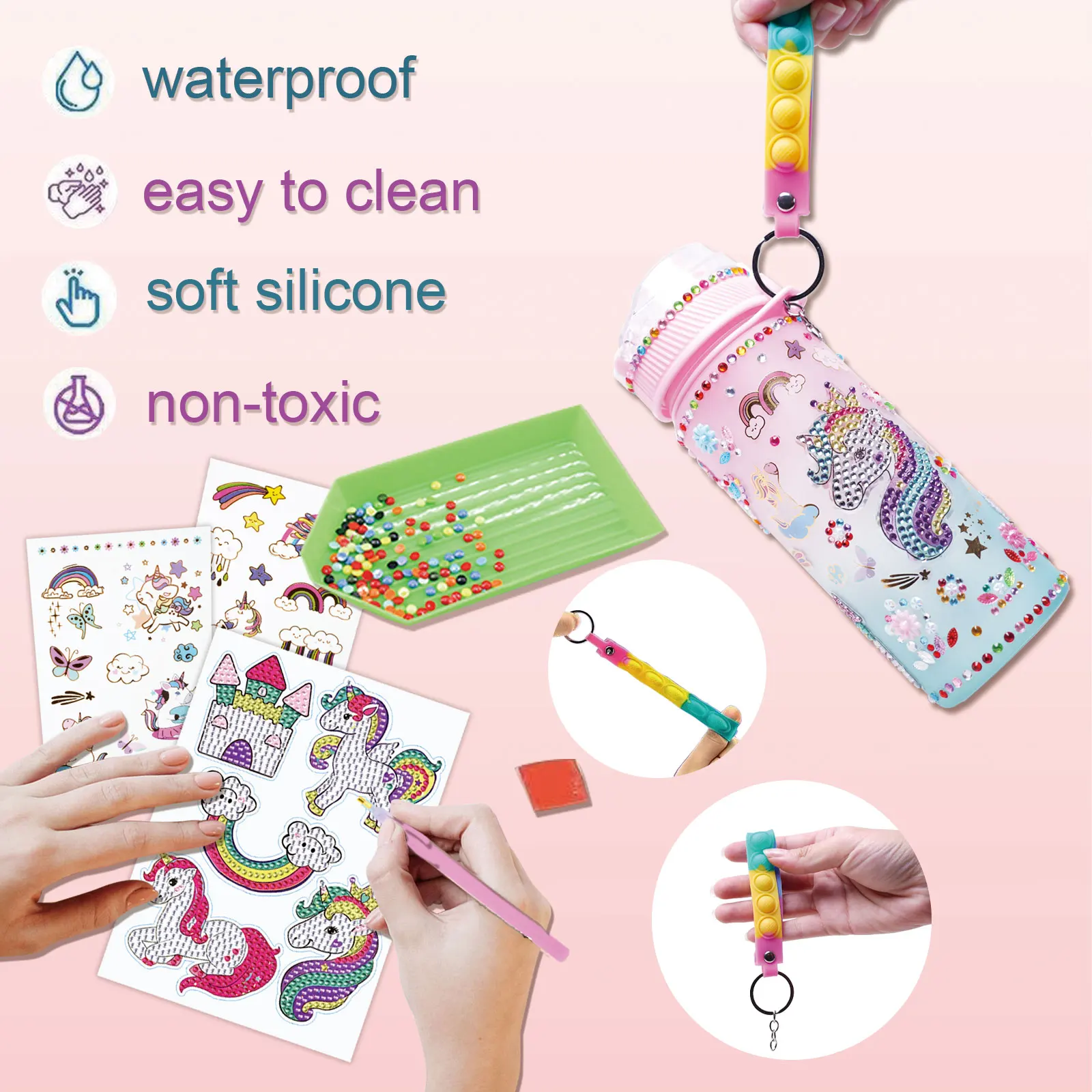 Decora tu propia botella de agua para niñas de 6-8-10 años, pintura de sirena, manualidades, regalos de manualidades, juguetes para niñas, cumpleaños