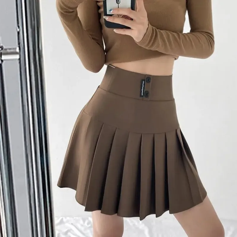 Koreon Young Preppy Style Pleated Skirts New Summer Women Elastic High Waist Sweet Cutecore Solid All-match A-line Short Skirt