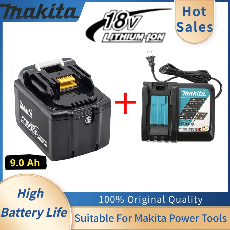 

100% оригинальная аккумуляторная батарея Makita 18 В 9,0 Ач, для Makita BL1830 BL1830B BL1840 BL1840B BL1850 BL1850B, аккумулятор для электроинструментов