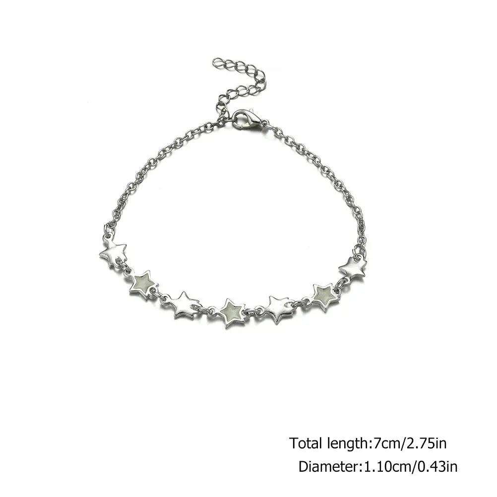 

2 pcs Luminous Star Bracelet Adjustable Alloy Chain For Party Concert Bar Wear Creative Hand Jewelry Gift Couples Women Fashion