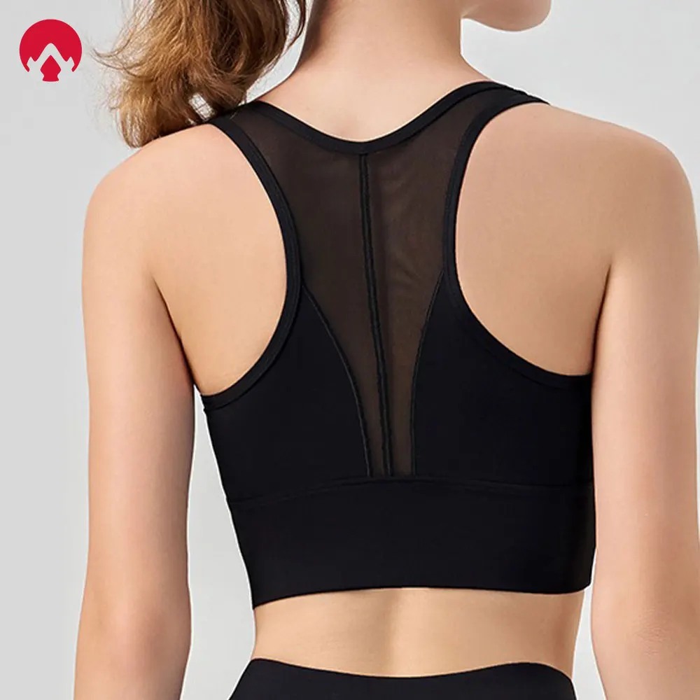 

Women's Antibacterial Breathable Sports Bra with Fixed Cups - Mesh Back Supportive Workout Top for Yoga, Fitness, Gym