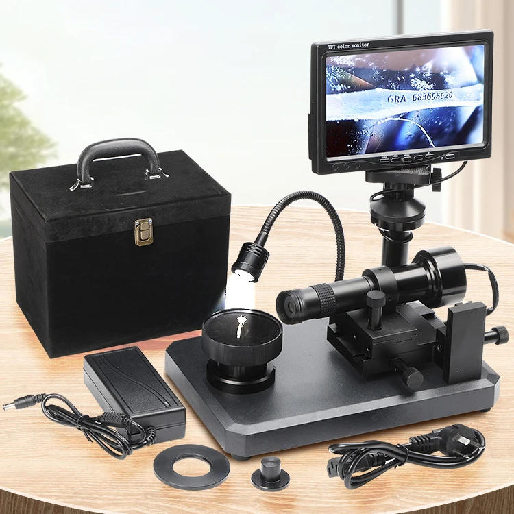 Strong Ostrich Jewelry Microscope 7 Inch LCD Screen Diamond Girdle Inscription Checker 30X 110X Digital Measuring Tool