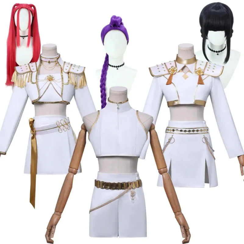 أنيمي K-Pop شيطان القاتل زوي رومي ميرا تأثيري حلي الباروكات الأبيض موحدة لعب الأدوار للحزب X؛ 2، F؛ 5.N؛ #2