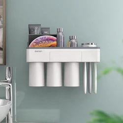 Wall-mounted Toothbrush Rack Toothpaste Holder Toothpaste Dispenser Toothpaste Squeezer Toothbrush Storage Box Bathroom Accessor