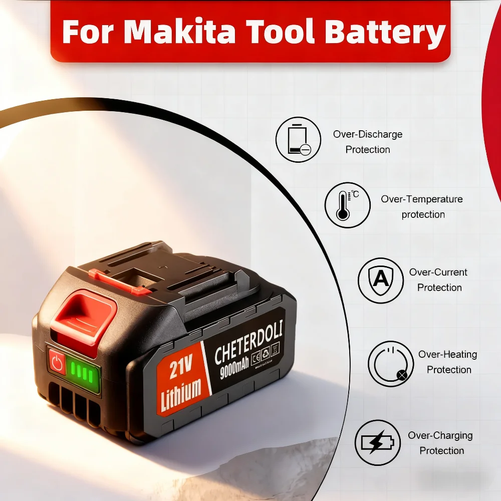 21V 388VF 6000mAh Rechargeable Lithium Ion Battery with Battery Indicator for Makita BL Series Cordless Electric Power Tool.