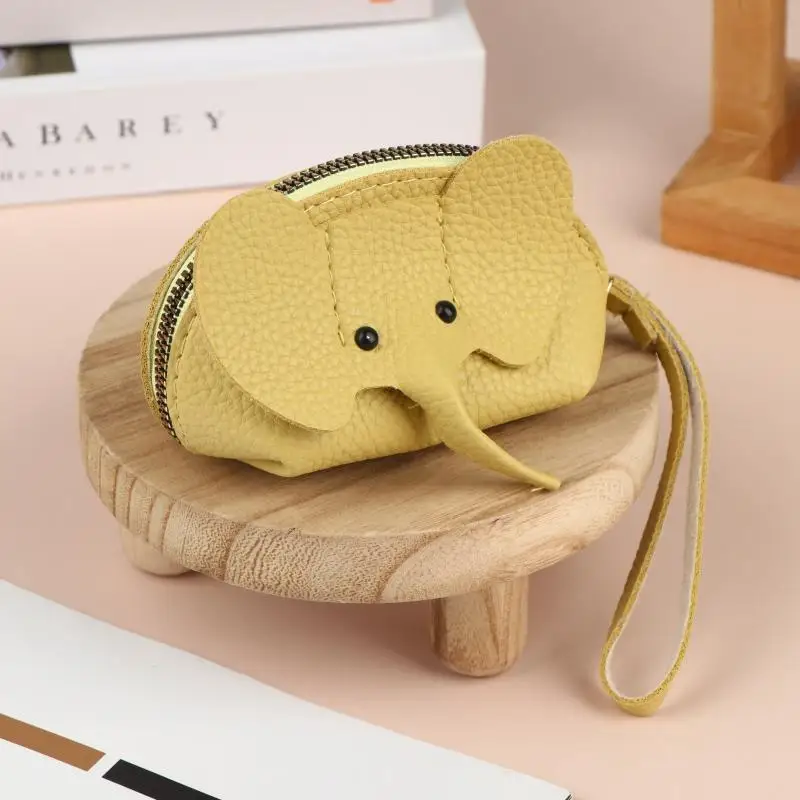1Pcs PU Leather Elephant Money Bag Women Coin Purse With Key Ring Multifunctional Zipper Storage Bags Key Case