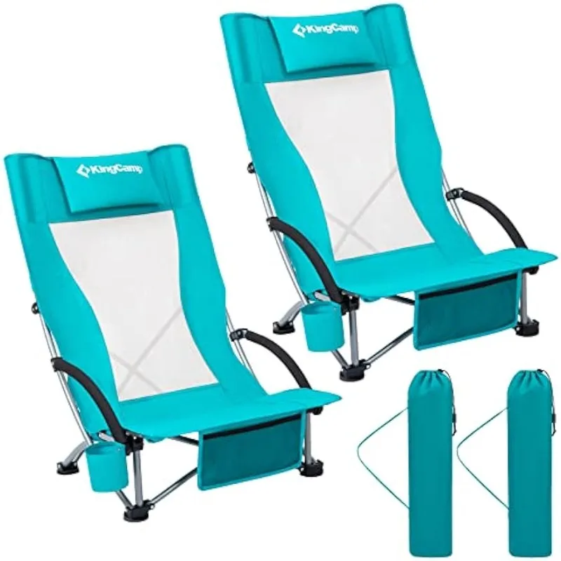 

KingCamp Beach Chair with Cup Holder, Folding Camping Chair with Carrying Bag, Lightweight High Back Chair for Adults