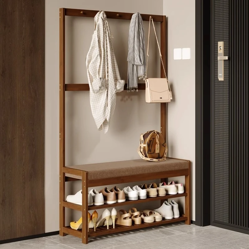 

Hanging hanger floor combination shoe change stool coat rack integrated simple hanger
