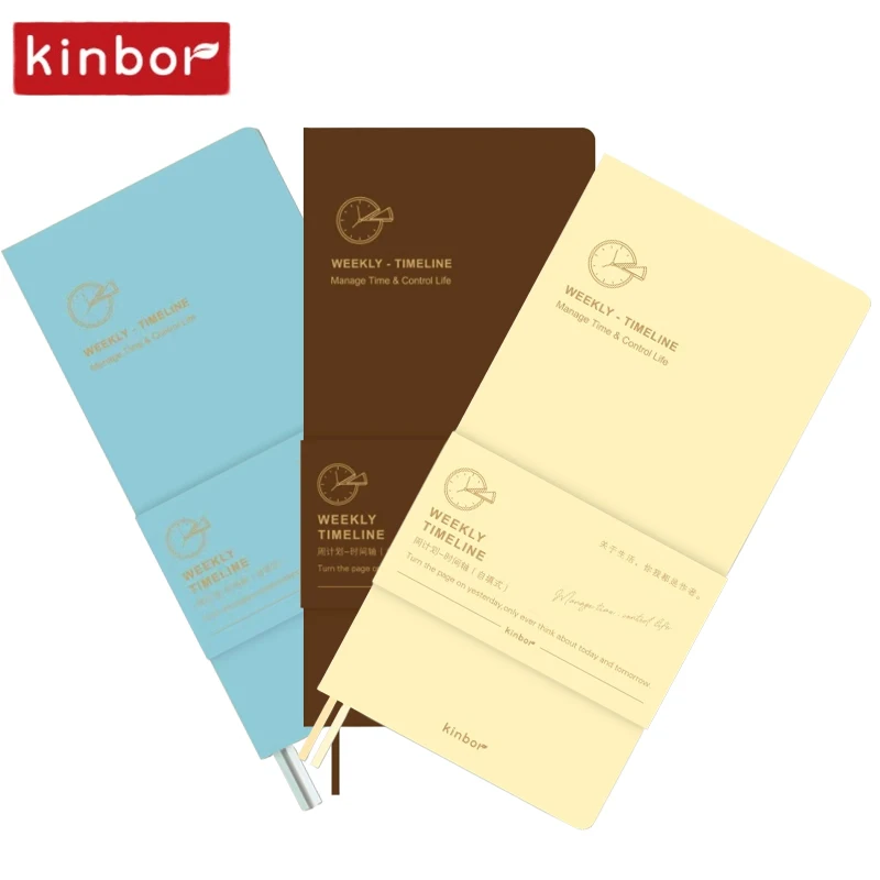 دفتر ملاحظات ناعم للجيب من Kinbor Weeks Plan، مخطط يومي أسبوعي، صفحتين في أسبوع، تسجيل الحياة، منظم وقت المجلات