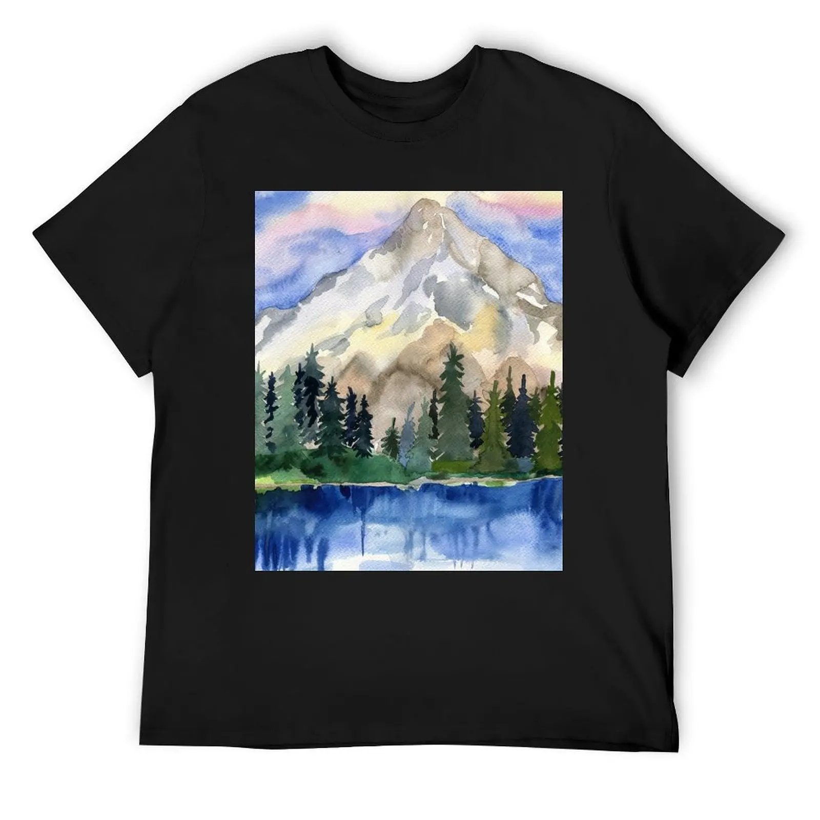 

Mountain landscape T-Shirt oversized blacks graphic shirts Men's cotton t-shirt