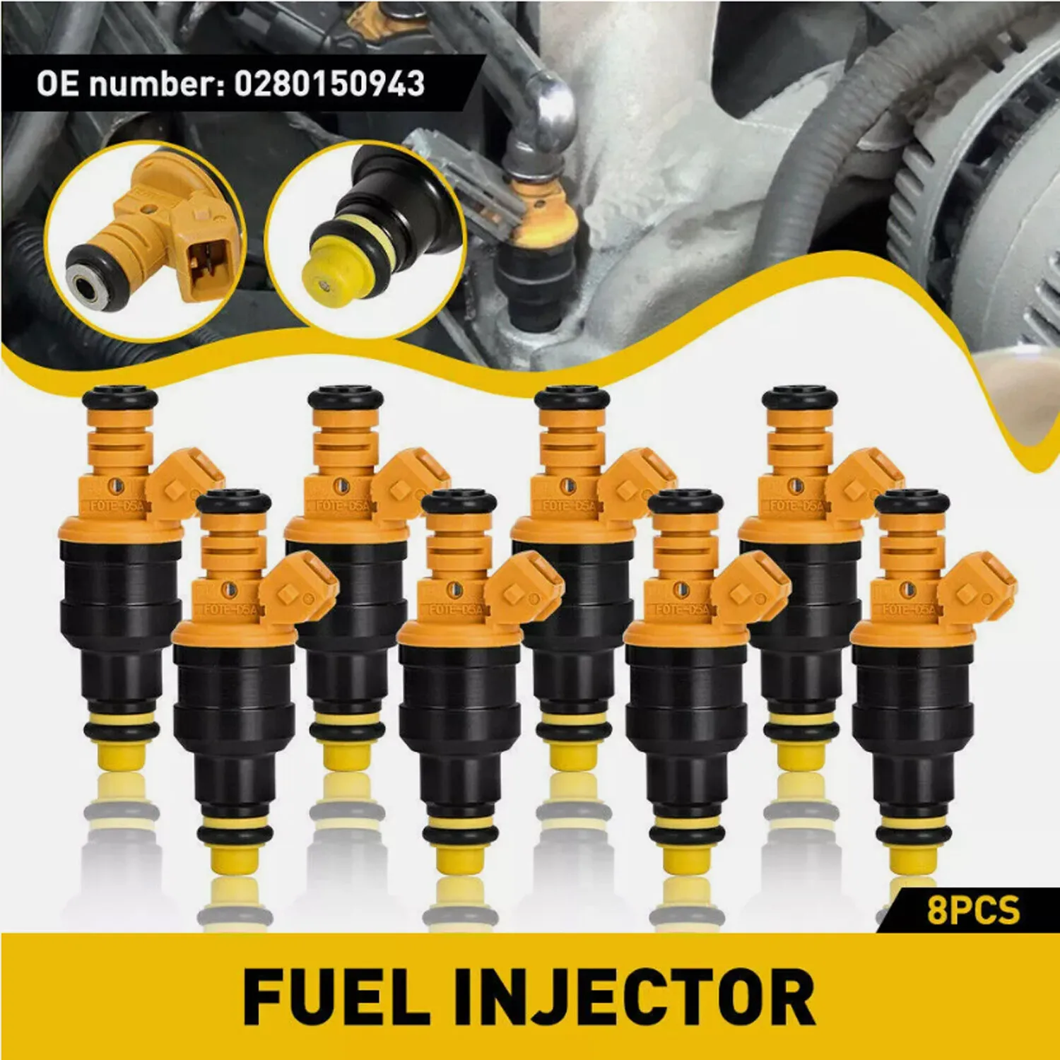 8pcs Flow Matched Bosch Fuel Injectors 0280150943 for Ford 4.6 5.0 5.4 5.8L