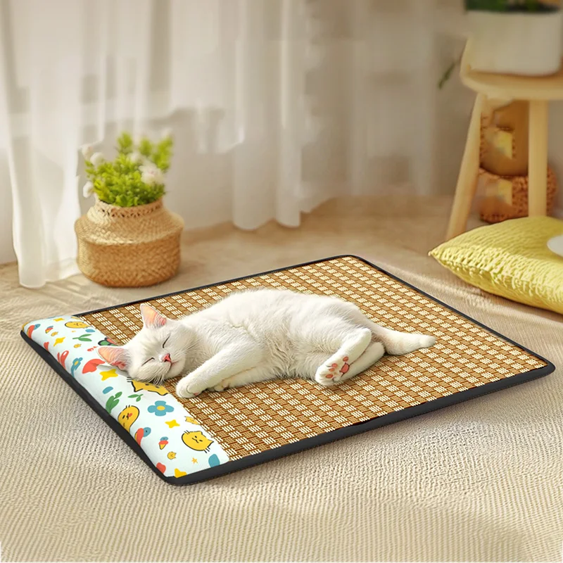 

1PC Summer Pet Cool Comfortable Sleeping Mat for Cat & Dog Sleeping Bed Pads with Pillow Heat Dissipation pet Supplies