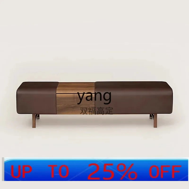 

LH solid wood saddle leather storage shoe changing stool bedroom furniture leather bench