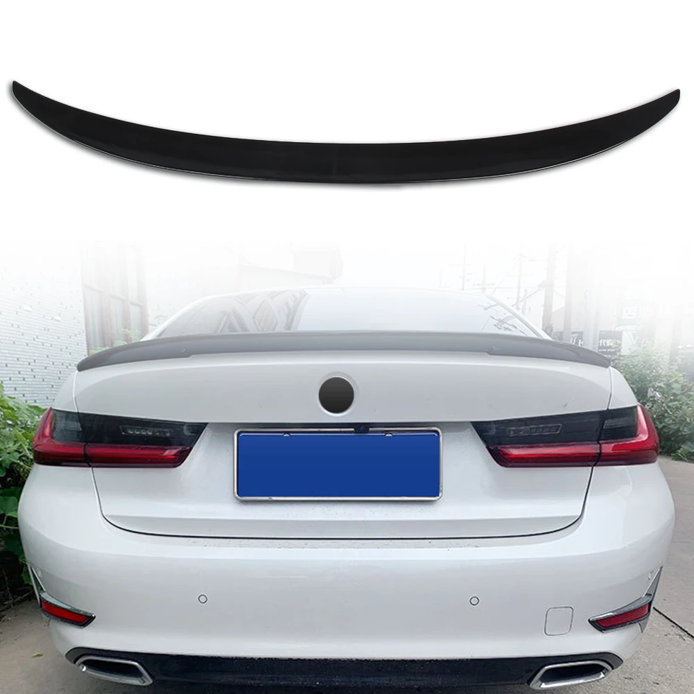 

Car Rear Trunk Spoiler Lip Wing Splitter Body Kits Trim For BMW 3 Series G20 330i M340i 2020 2021 Gloss black ABS