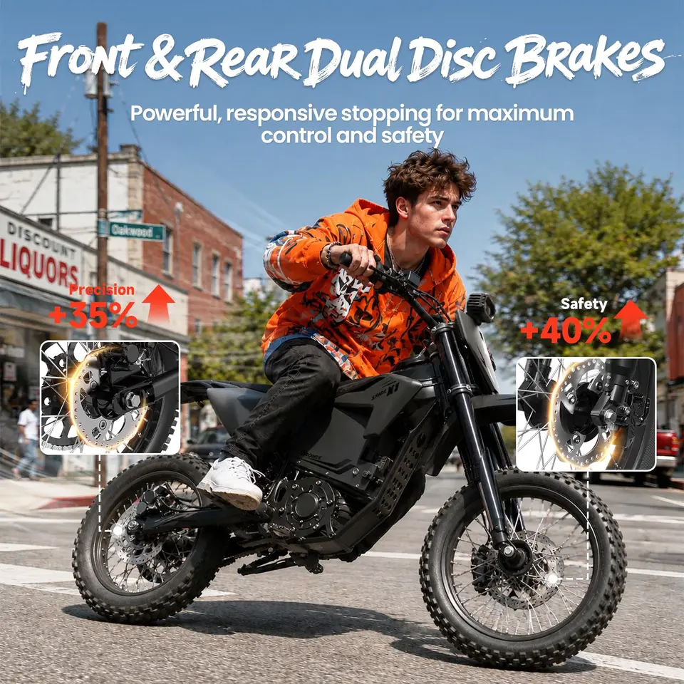 QRONGE X1 Spark Electric Dirt Bike 4500W Peak&Up to 60 Miles 50MPH 60V 28.8Ah Battery E-Bike 14"/12" Fat Tire Electric Motorcycle for Mountain Off-Road Teens Adults + 1 Year Warranty image 11
