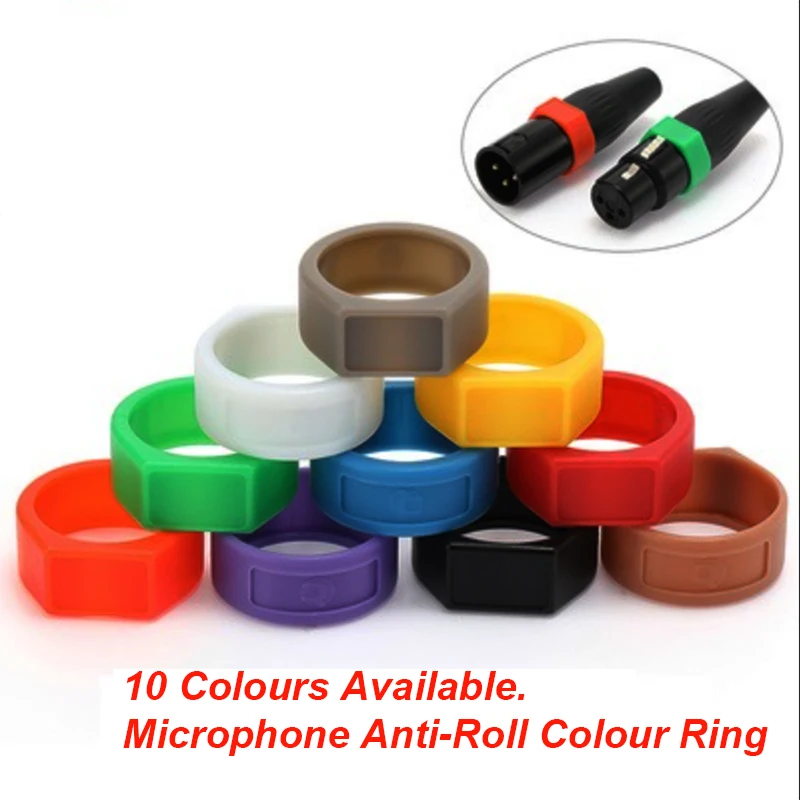 2 PCS Microphone Anti-Roll Colour Ring YS-CCR for YS136N / YS137N XLR Plug Anti-Roll Ring Multi-Colour Marker Ring 10 Colours