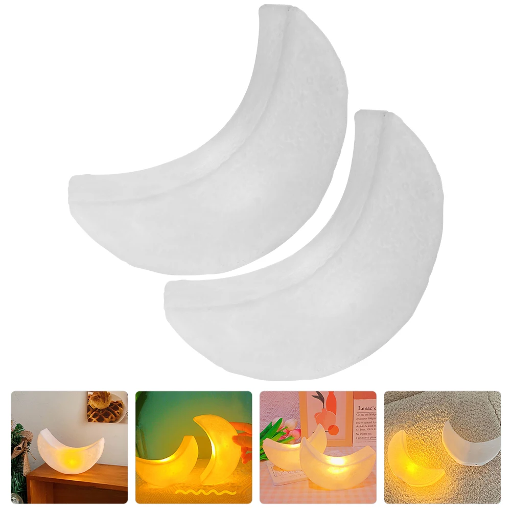 2 pezzi luna bambini camera da letto per bambini luce notturna camera da letto luce notturna LED decorativa mini bagliore caldo illuminazione della stanza artigianale in plastica morbida