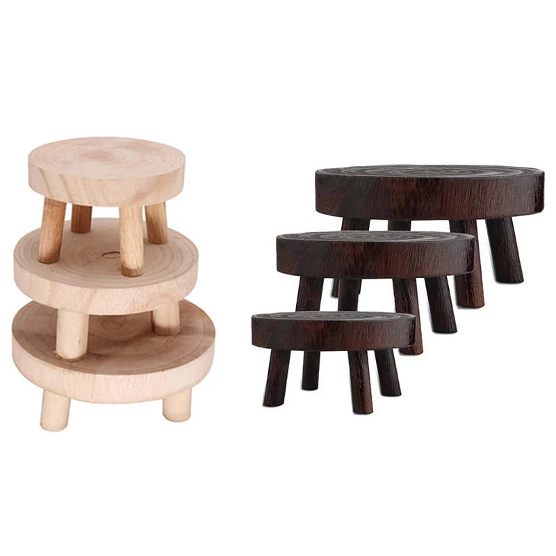 Stump Stool Flower Pot Stand (Without Flower Pot),Pot Plant Stand-3Pcs